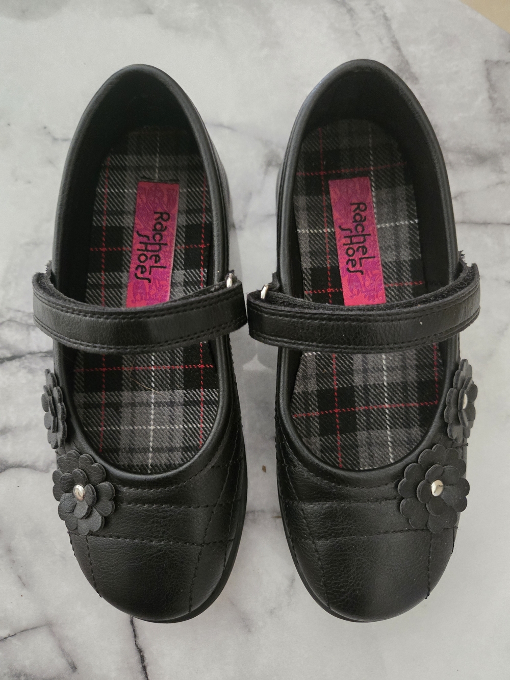 Rachel Shoes Girls' Black Mary Jane with Flower Accent